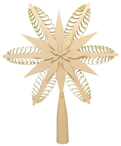 Christbaumspitze Holzstern 20 cm Baum Stern Weihnachtsdeko Erzgebirge Handarbeit Holzkunst Buettner