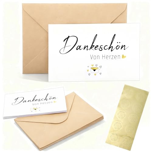 Nogeqi 10 Stück Danke Karte mit Umschlag Dankeskarten für Hochzeit Geburtstag etc. Danke Karten mit Umschlag Dankeschön Karte Geschenke Dankeskarte für Kollegen Lehrern Familie Freunde (9cm x 14cm)
