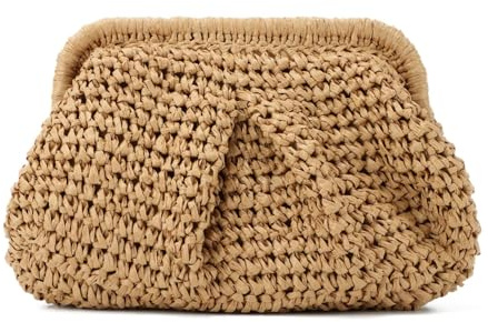 Solid Color Straw Woven Shoulder Messenger Bag Women s Wicker Clutch Purses Stylish Versatile Summer Handbags Bohemian Fashion Crossbody