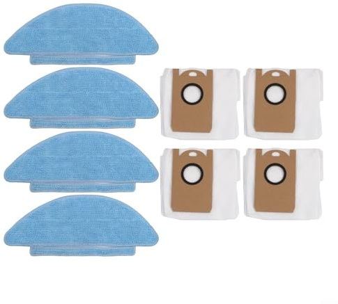 Paños y bolsas de polvo de repuesto para LARESAR Clean para L6 Nex, para Lubluelu SG60/SL60/SL60D/SL61, para robot aspirador Tikom L9000 - 4 trapos + 4 bolsas, color blanco