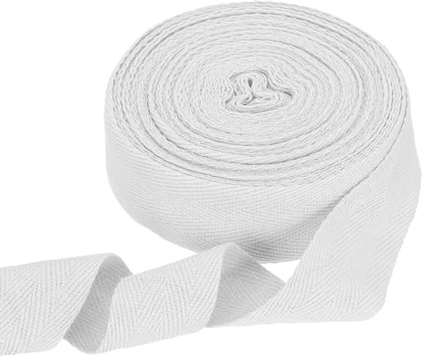 QUARKZMAN Nastro in Cotone A Spina di Pesce 30mm X 10 Metri Rotolo di Nastro A Tessitura Obliqua Nastro per Fodera Bias per Fai da Te Cucito Confezione Regalo Bianco