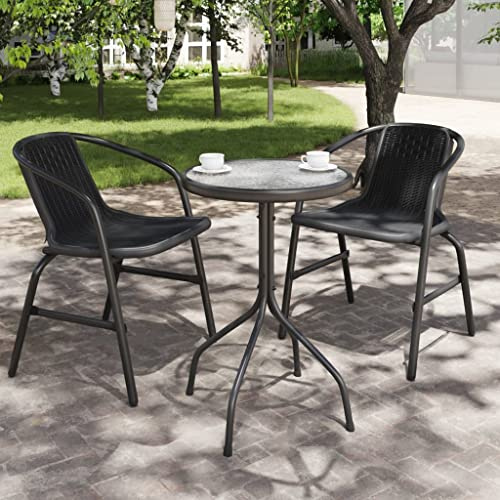 zylophax Gartentisch Ø50x71 cm Stahl Anthrazit wetterfest Terrassentisch Outdoor Loungetisch Balkon Gartentische stabil für Balkon und Garten