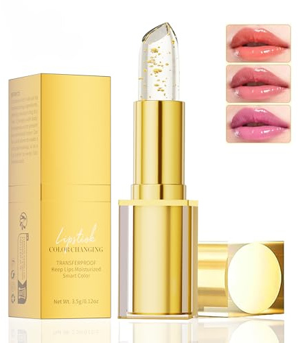 Rouge à Lèvres Magique Changeant de Couleur, Baume pH Adaptatif | Longue Tenue, Ph Glow Brillant avec Flocons d'Or, Sans Transfert.