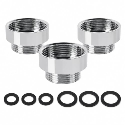 FortWeal Tap Adapter, 3 Pack M26 Female to M22 Male External Thread Aerator Brass Connector, Universal Tap Fitting for Kitchen Bathroom Sink Mixer Hosepipe Water Filter Sprayer Pipe Coupling