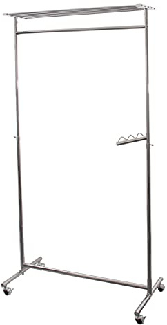 GERSO Verchormter Garderobenständer 95cm breit Höhe bis 180cm rollbarer Kleiderständer Hutablage stufenlos höhenverstellbar