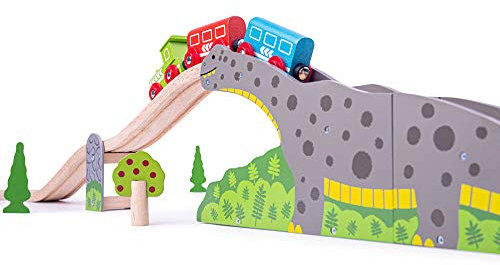 Bigjigs Rail Bronto Riser | Toddler Dinosaur Toy | Accessory for Wooden Train Track Set | Children's Model Railway Gift for Boys & Girls | Kids Educational Tool Suitable From Age 3+