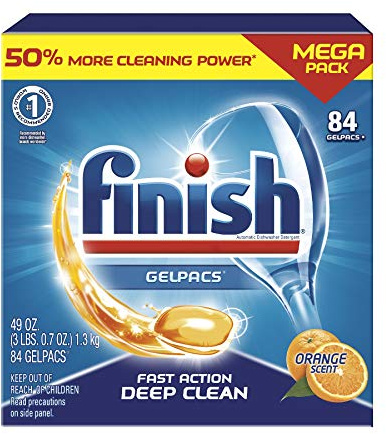 Finish Gelpacs Dishwasher Detergent, Orange Scent, 84 Count
