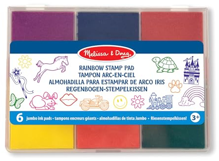 Melissa & Doug - Regenbogen-Stempelkissen, Mit 6 Farben auswaschbarer Tinte, Für Kinder ab 4 Jahren