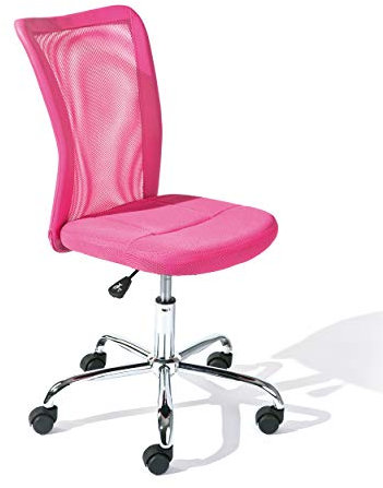Inter Link - Kinderschreibtischstuhl - Ergonomischer Drehsessel - Höhenverstellbar - Verchromter Metallfuß- Atmungsaktiver Mesh-Gewebebezug - 360° drehbar - Pink - Bonnie