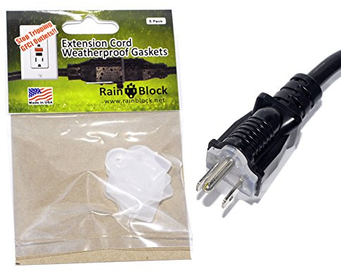 (Original Inventor & US Mfr) Rain Block® Weatherproof Gaskets for Outdoor Electrical Connections. (5 Pack) Great for Christmas Lights, Outdoor Pumps, generators, Landscape Lighting, Pond Pumps...