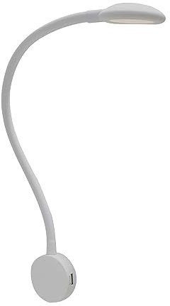 kalb Material für Möbel LED Bettleuchte + USB Ladeg. TOUCH Bettleuchten Leseleuchte Leselicht Ladegerät, Farbe:Weiß