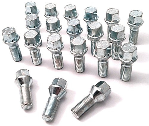 Alloy wheel bolts, Zinc plated M14x1.5 (M14 x 1.5) Taper seat, 17mm hex, 28mm thread length. Set of 20 wheel bolts