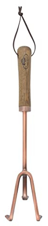Esschert Verkupferter Handrechen mit Holzgriff und Lederaufhänger
