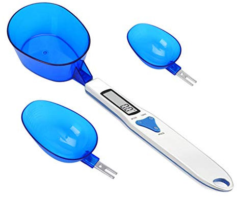 Mengshen Digital Kitchen Food Scale Steelyard with 3 Measuring Spoons Weighing and Dry Liquid Ingredient Milk Tea Flour Spices Medicine 1.1lb/500g (0.1g) Portable LCD Display Milligram Scale