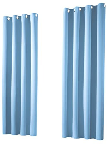 heimtexland ® 1 Paar Thermo- Verdunklungsgardinen Ösenschal Vorhänge Verdunkelnd Isolierend Blickdicht Verdunkelungsvorhänge HxB 160x135 Hellblau Typ139