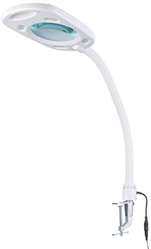 Lunartec Arbeitslupe mit Licht: Glas-LED-Lupenleuchte mit 5-facher Vergrößerung, 5 Watt, 450 Lumen (Lampe Lupe, Arbeitslupe mit LED-Beleuchtung, Kosmetikspiegel)