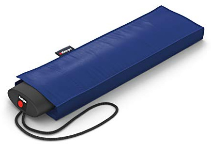 Knirps IS.050 Taschenschirm manual kleiner Reiseschirm windstabil & leicht | Mini Regenschirm Blau – flach & kompakt, 190 g leicht, wasserabweisend, mit Schutzhülle, ideal für Reise & Alltag