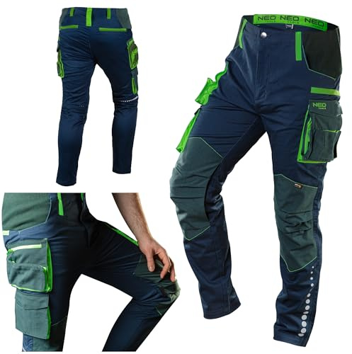 NEO TOOLS Herren Premium Arbeitshose oder Set mit Jacke Gr. XS-3XL | 3% Elasthan, Modisches Design, Knieschutztaschen und mit Cordura verstärkt