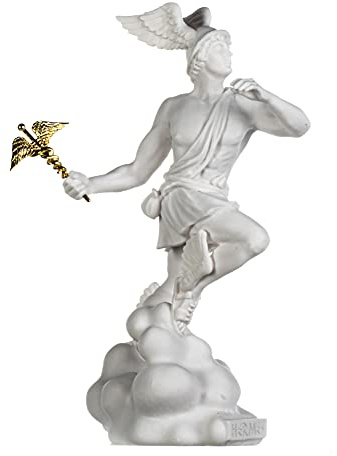 Hermes Mercury Gott Zeus Son Römische Statue Alabaster 33 cm