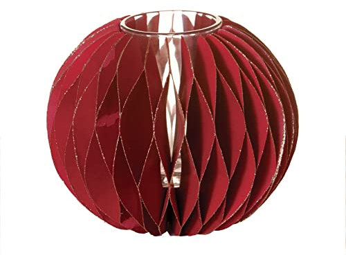 Weihnachtsschmuck Christbaumschmuck aus Papier in verschiedenen Formen und Farben (Rot/Gold, Teelichthalter 14 cm)