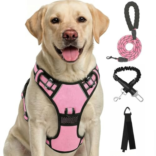 FURRYFECTION anti-drag sele för små hundar - säkerhetssele för valpar med reflexinslag, extra bekväm bröstsele för chihuahuor och småraser, Rosa
