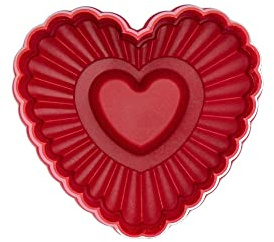 Städter Präge-Ausstecher mit Auswerfer Herz gewellt rot Kunststoff-PP, lebensmittelecht, spülmaschinengeeignet, Größe: 6 cm, 169906