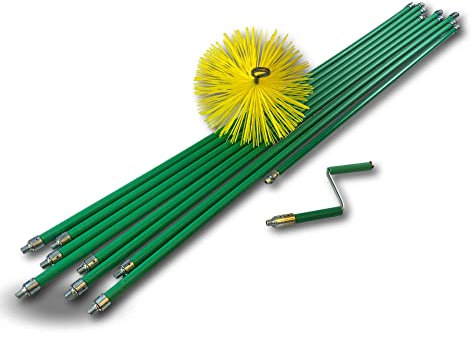 Kit ramonage rotatif long| kiblok | Hérisson nylon autobloquant Ø 250 mm | 9 cannes autobloquantes | 8*1,4 m + 1*1 m | Ressort de départ et manivelle autobloquantes | Conduit gainé | Kibros KIB25NLO