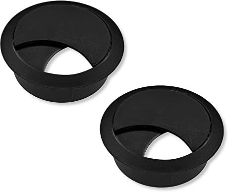 cyclingcolors 2x Passacavi Scrivania Plastica 68mm Uscita Guida Cavo Tavolo Mobili Tondo, Nero