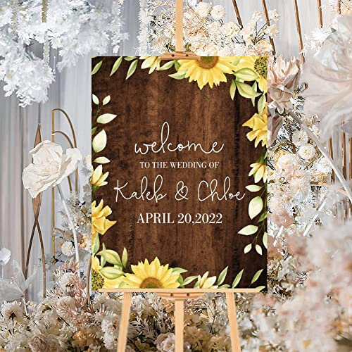 Rustikales Holzschild für Hochzeiten, Sonnenblume, braunes Holz, Hochzeit, Willkommensschild, individuelle Hochzeit, Party, Grußschild, perfekt für Verlobung, Jahrestag, Hochzeit, Party, Dekoration,