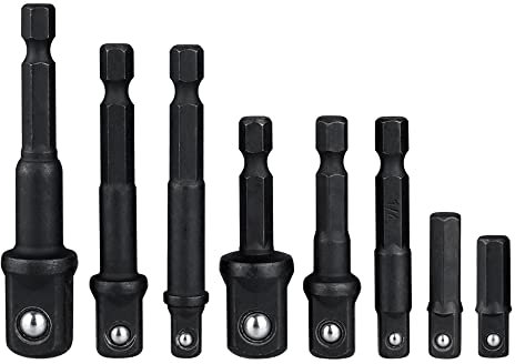 Bestgle 8 Pièces Adaptateurs Porte Douilles de Tige Hexagonale 1/4'' à Changement Rapide(1/4 1/2 3/8), Adaptor Converter de Perceuse Barre d'extension à Douille pour Conversion de Douille Carré