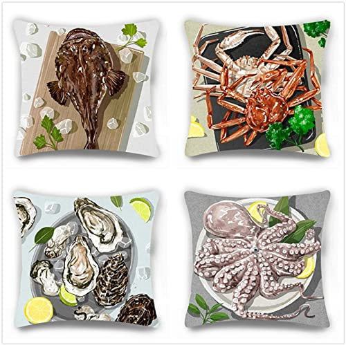 Tinnoon Kissenbezug 30x30cm 4er SetBoho Wohnzimmer Outdoor Deko, Schlafzimmer Zimmer Dekor Kissenhülle Kissenbezüge mit Verstecktem Reißverschluss, Couchkissen, Sofakissen Weinachten Meeresbewohner