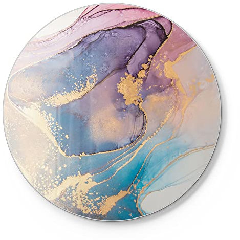 DEQORI Schneidebrett aus Glas | rund Ø30 cm | Motiv Marmorgrafik in Pastell | Design Schneideplatte für Küche | Frühstücksbrett antibakteriell & rutschfest | Glasplatte & Servierplatte