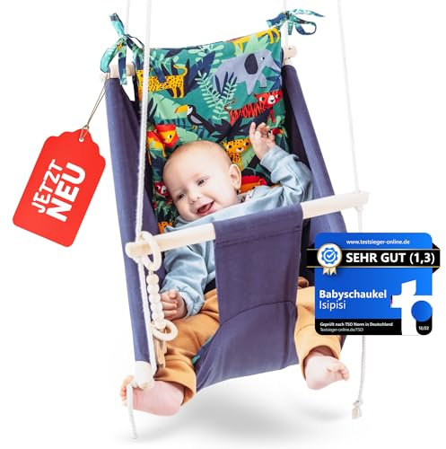 isipisi Babyschaukel | Baby Wippe für Babys von 6 Monate - 5 Jahre | Baby Schaukel Indoor & Outdoor mit OekoTex 100 Siegel | Baby Sachen für Neugeborene & Säuglinge | (Dschungel)