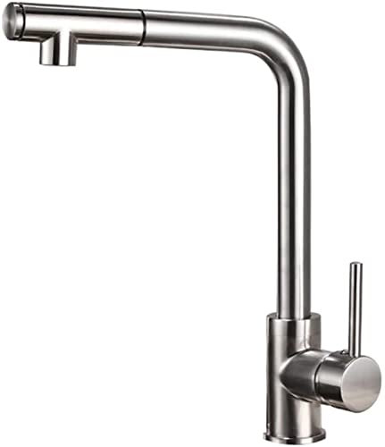 Küchenarmaturen mit ausziehbarer Brause, Mischbatterie heiß und kalt, 360 ° drehbarer Einhebel, 2 Funktionen, Küchenspüle, Wasserhahn-B gebürstetes Messing