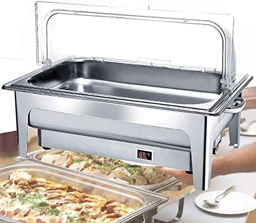 UZOURI Chafing Dish Calentadores de Comida y de Platos Electrico para Bufé Bandeja de Calentamiento con Indicador de Temperatura, Ideal para Bodas o Fiestas Buffet