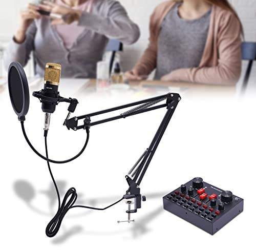Bazargame Audio Mixer Kondensatormikrofon Kit Gaming Mikrofon Mit VBS Soundkarte Und Kragarmhalterung USB Microphone Für Live-Streaming, Gesang,Gamer