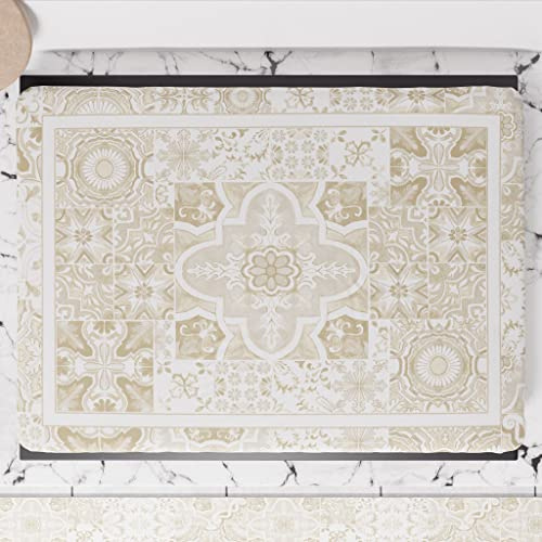 PETTI Artigiani Italiani - Accessori Tessili da Cucina, Copri Fornelli 46x70 cm in Microfibra, Coprifornello Elegante per Gas e Induzione, in Stampa Digitale Vietri Tortora, 100% Made in Italy