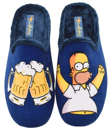 Aladinas - Zapatillas casa y hogar con diseño Homer Simpson para Hombre en Color Azul Lona Hombre Color: Marino Talla: 43