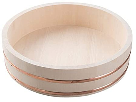 KARFRI Große hölzerne Sushi-Reis-Kühlschüssel, Rührfass, Wanne mit Kupferreifen, Lebensmittelbehälter für die Küche zu Hause, 12 Größen, 66 x 16 cm (30 x 7,5 cm)