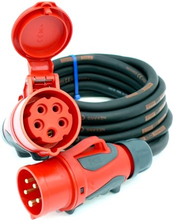 CEE Starkstromkabel (1,5m-50m) 16A Verlängerungskabel Titanex H07RN-F 5x2,5mm² mit PCE Grip Stecker und Kupplung, Business-Line von Event-Kabel (20 Meter)