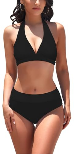 AYEEBOOY Damen Bikini Set Triangel Badeanzug Strand Lace Up Zweiteiliger Blumenmuster V Ausschnitt Bademode
