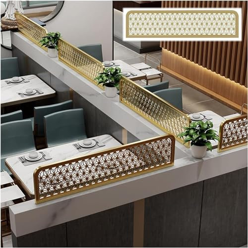 HSF Trennwände for Essbereiche, Arbeitsplatte, Schreibtischteiler, Essbereich, dekorative Trennwände, niedriger Zaun Esszimmer-Trennwand aus Glas (Color : Gold-a, Size : 90cm)