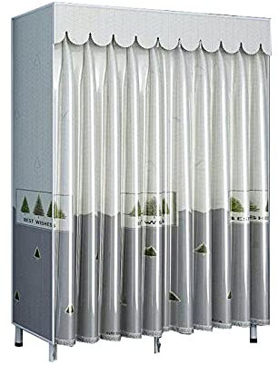 BOKNI Stoff-Kleiderschrank, zusammenklappbarer Kleiderschrank mit Metallhalterung, kostenlose Installation, Schwerer Kleiderschrank, Aufbewahrungsorganisator, Kleidung, Kleiderstange, Regale, 170