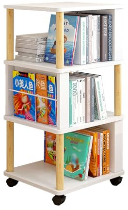 GaRcan CD-Regal, 3-stöckig, drehbar, um 360° drehbar, Bücherregal, Ausstellungsregal, bodenstehendes Bücherregal, geeignet für Büro/Zuhause