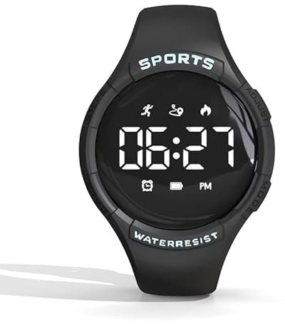 findtime Fitnessuhr (Kein App) Schrittzähler Uhr Herren und Damen Digitale Armbanduhr Digitaluhr Sportuhren mit Messung des Schrittes, Kalorienverbrauchs und der Distanz