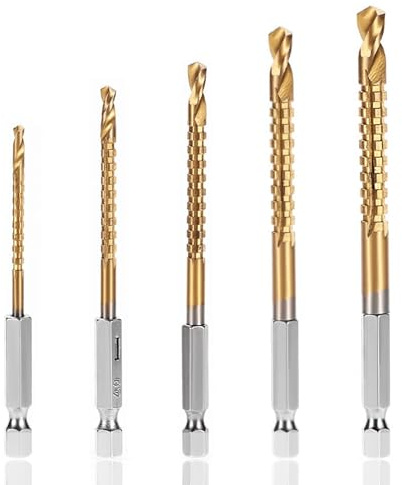 Yuentoen 5 brocas dentadas para carpintería de corte lateral, broca hexagonal de 1/4 pulgadas con revestimiento de titanio para madera, metal y plástico