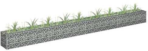 Iiaky Lit surélevé à Gabion Acier galvanisé 360x30x30 cm,Bordure Pierre,Kit Gabion,Gabion Jardiniere
