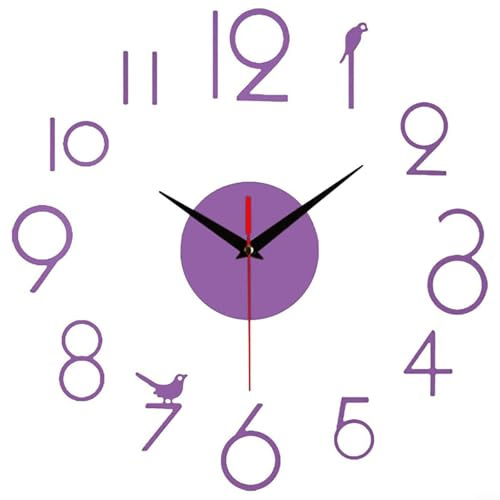 Orologio da parete personalizzato fai da te, adesivi con numeri per decorazione creativa della casa (viola)