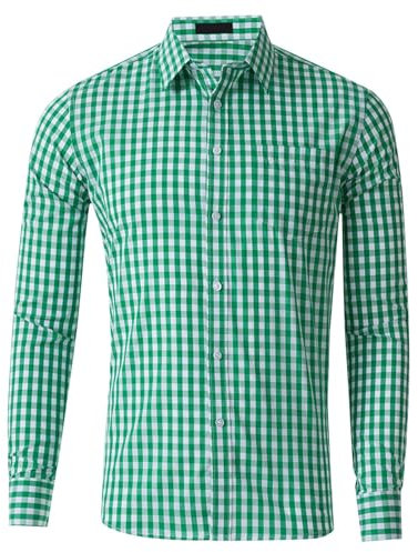 Trachtenhemd Herren Langarm-Hemden Oktoberfest Kariertes Flanellhemd Holzfäller Hemd Kariert Freizeithemd Männer Checked Shirt Freizeit Business Party Oktoberfest Outfit