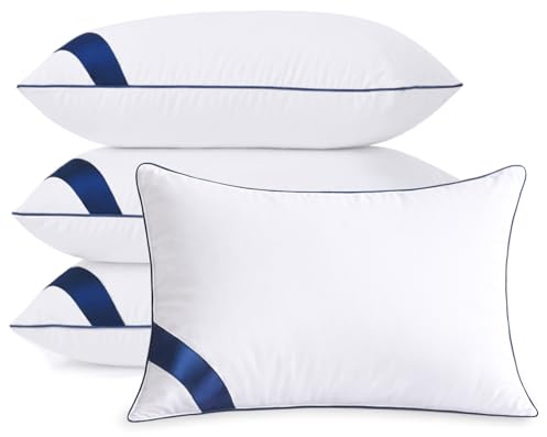 Meoflaw Pillows Standard Size Set of 4,Soft Microfiber Standard Pillows with Hollow Fiber,Hotel Quailty Bed Pillows for Sleeping 4 Pack for Back,Stomach Sleeper